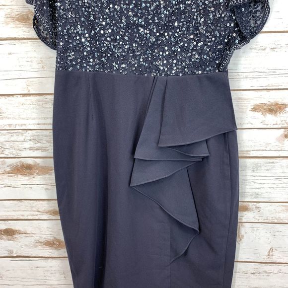 Adrianna Papell Beaded Flutter Sleeve Sheath Dress - Picture 5 of 8